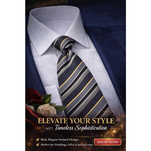 Tasso Elba Gray Yellow Striped Silk Men’s Tie